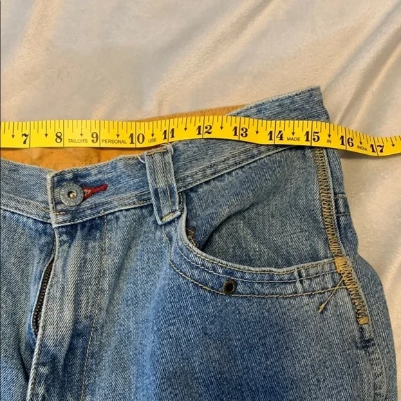 Timberland medium wash vintage Y2k wide leg jeans embroidered tight logo boys 18 - Picture 5 of 10